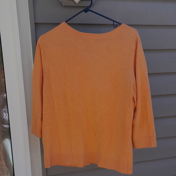 Christopher & Banks Orange Button Front Cardigan Sweater | 3/4 Sleeve - Picture 3 of 3